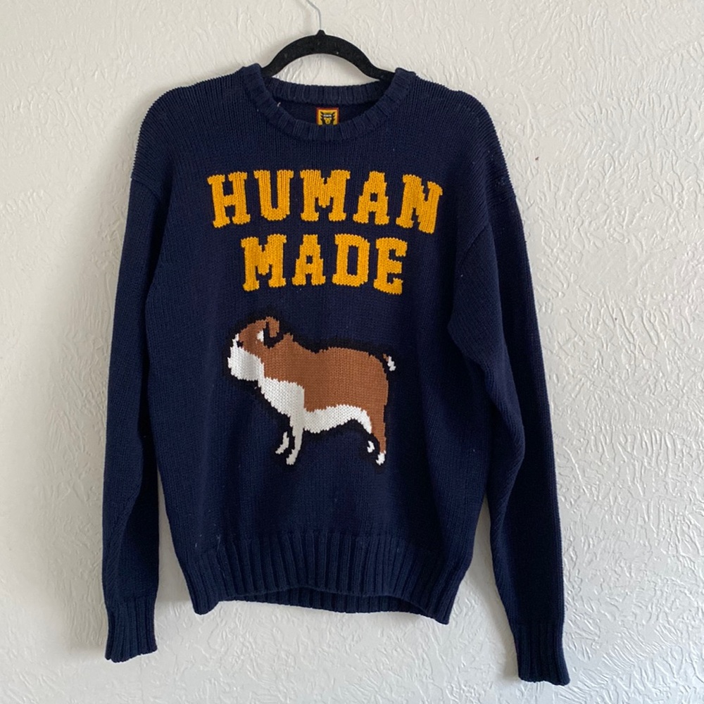Human made sweater size small blue & yellow worn once